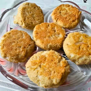 Narkel, Posto, Sorshe diye Chalkumror Bora (Coconut, Poppy seeds & mustard stuffed Ash Gourd Batter-Fry)